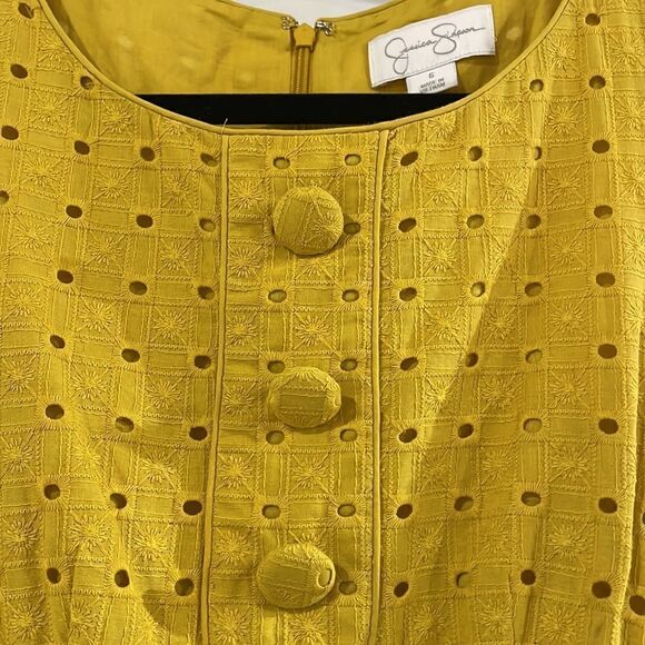 Jessica Simpson Mustard Eyelit Dress - Picture 2 of 4